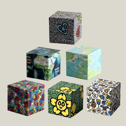 Magic Cube 3x3x3, Cartoon Alien Dollar Graffiti UV, Fun Stress Relief Puzzle, Professional Smooth Speed Game, Children's Toy Gift