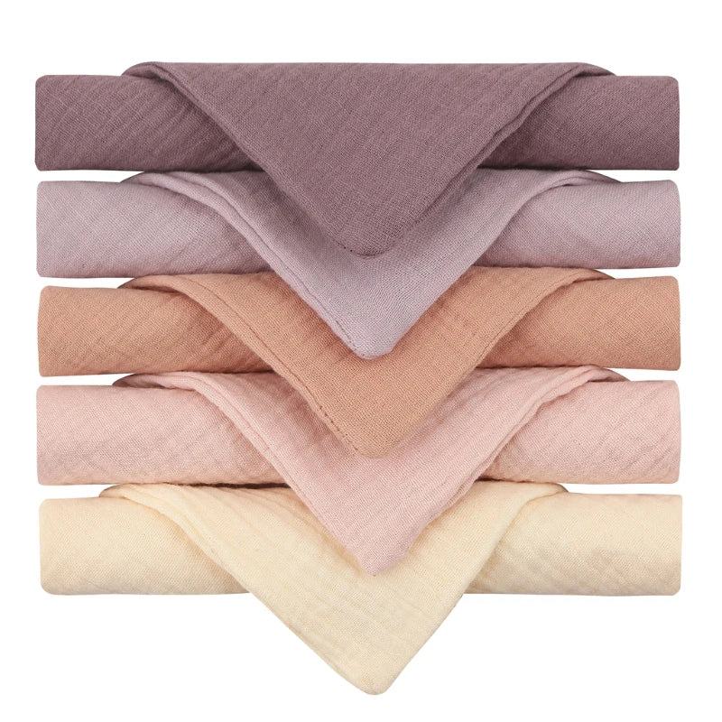 5 Pcs Baby Cotton Square Towel – Muslin Cloth, Infant Hand/Face Washcloth, Feeding Bib, Burp Cloth & Saliva Towel - Kidzy Market
