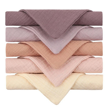 5 Pcs Baby Cotton Square Towel – Muslin Cloth, Infant Hand/Face Washcloth, Feeding Bib, Burp Cloth & Saliva Towel - Kidzy Market