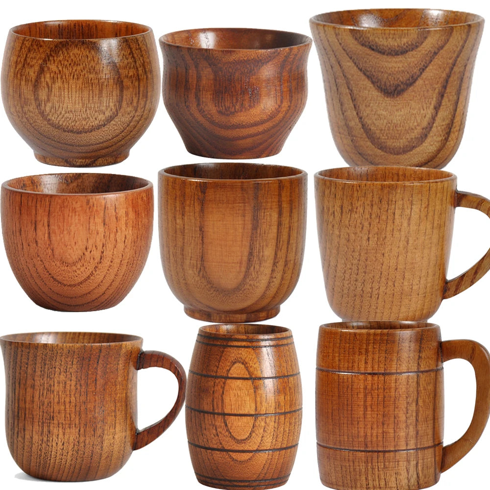 Handmade Spruce Wood Big-Belly Cup — Rustic Wooden Beer, Tea & Coffee Mug (Brown)