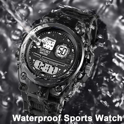 Black Sports Watch for Kids and Students Men’s Multifunction LED Digital Waterproof Luminous Alarm Clock Electronic Watch