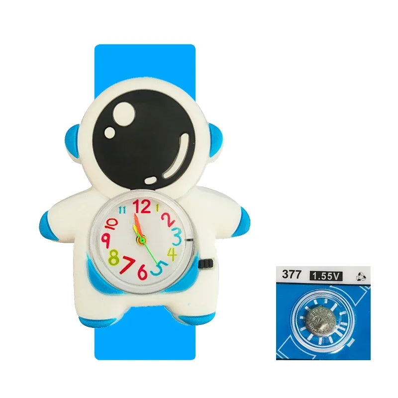 Children’s Cartoon Watch for Ages 2-14 Boys and Girls Soft Silicone Slap Bracelet Student Wristwatch