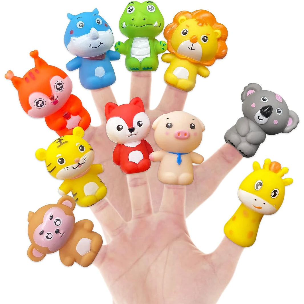 10PCS Soft Rubber Animal Finger Puppets, Role Play Storytelling Educational Toys for Kids
