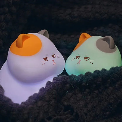 Cat Night Light for Kids 7-Color Dimmable Touch Control Rechargeable Portable Lamp