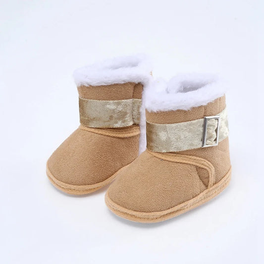 Jlong Winter Newborn Soft Sole First Walker Baby Shoes – Fur Warm Snow Boots for Girls (0-18 Months)
