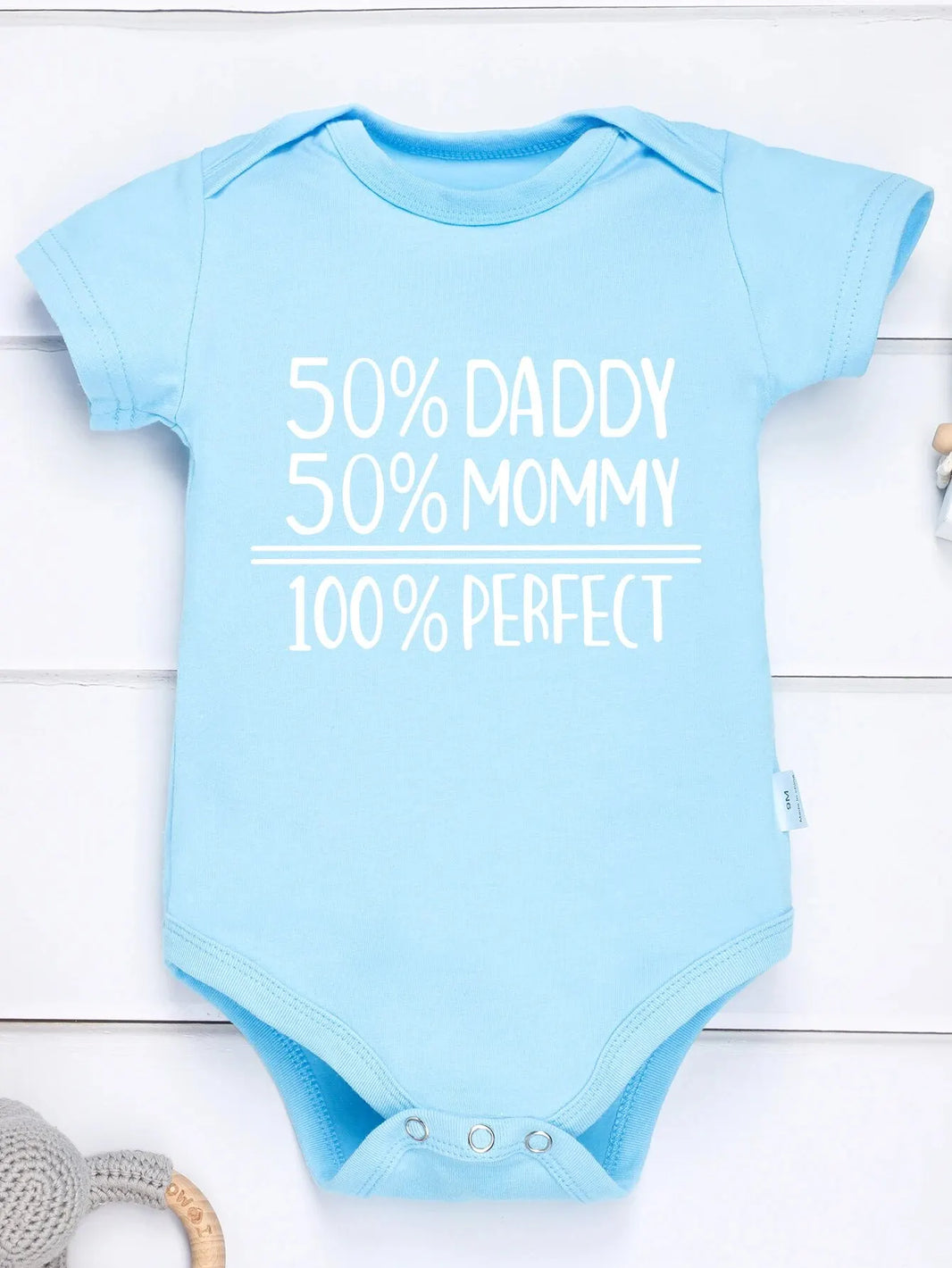 50% Daddy 50% Mommy 100% Perfect Baby Romper - Cute Letter Print Bodysuit for Newborns and Infants