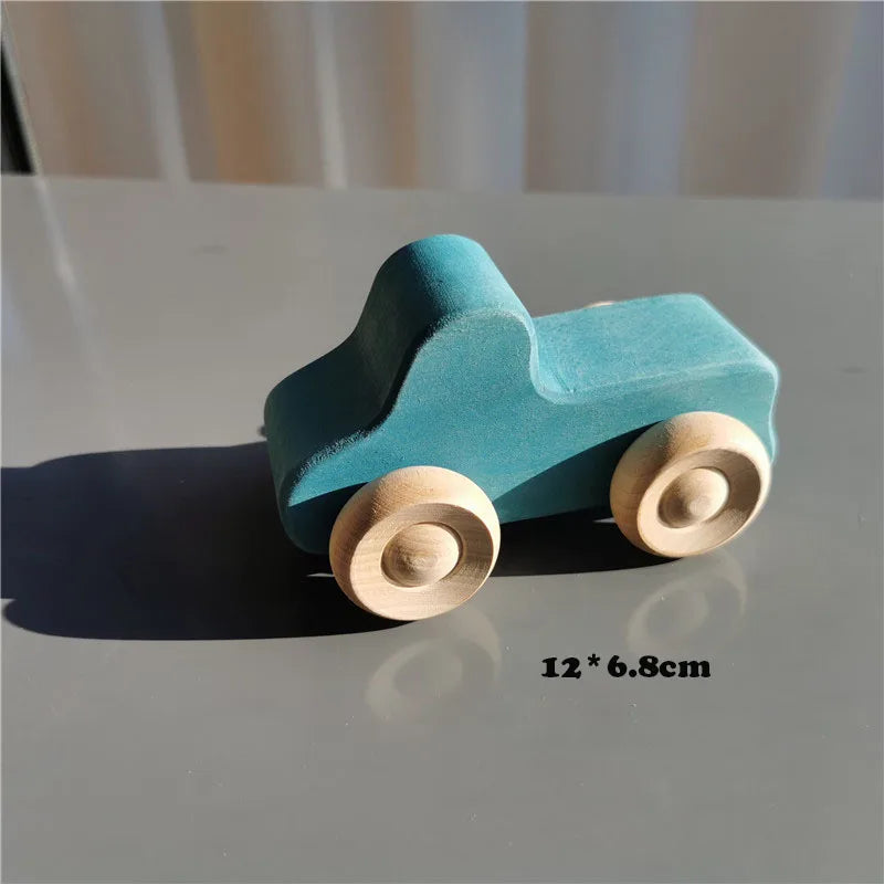 Wooden Montessori Rainbow Stacking Bridge with Cars and Trees