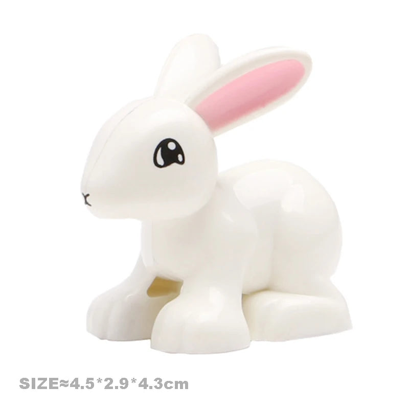 Big Size Building Blocks Farm Animals Set – Cat, Dog, Pig, and Rabbit Model Accessories Compatible with Bricks