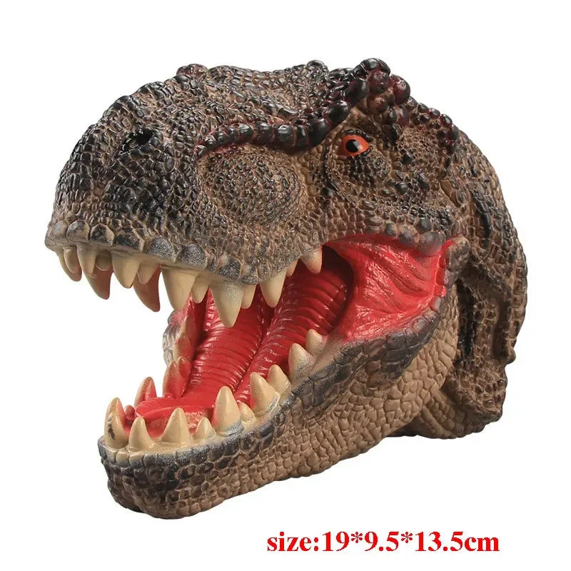 Soft Vinyl Dinosaur Hand Puppet, Rubber Animal Head Toy Glove Gift for Halloween
