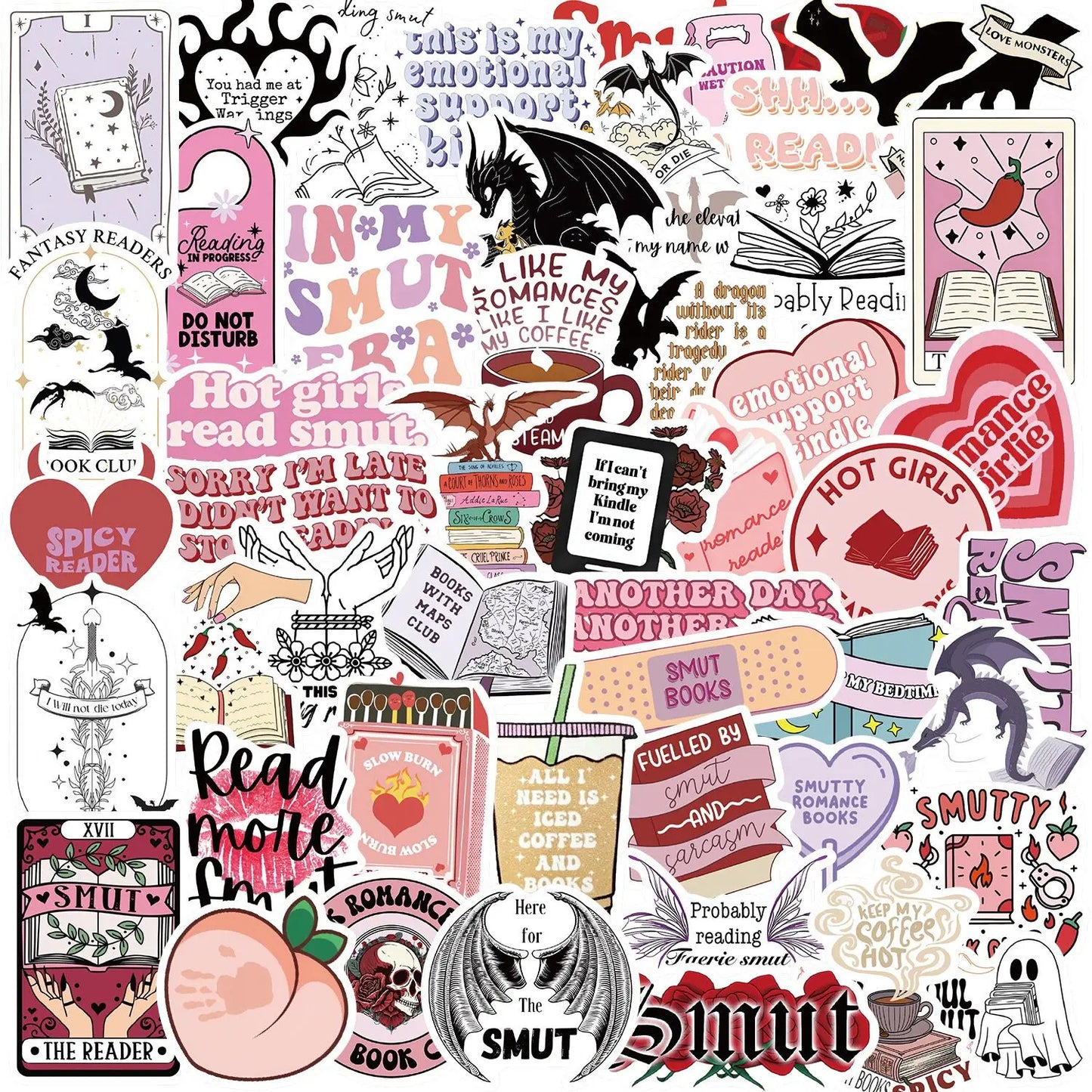 10/50/100pcs Dark Romance Bookish Stickers – Aesthetic Decals for Kindle, iPad, Phones, Laptops, and Diaries