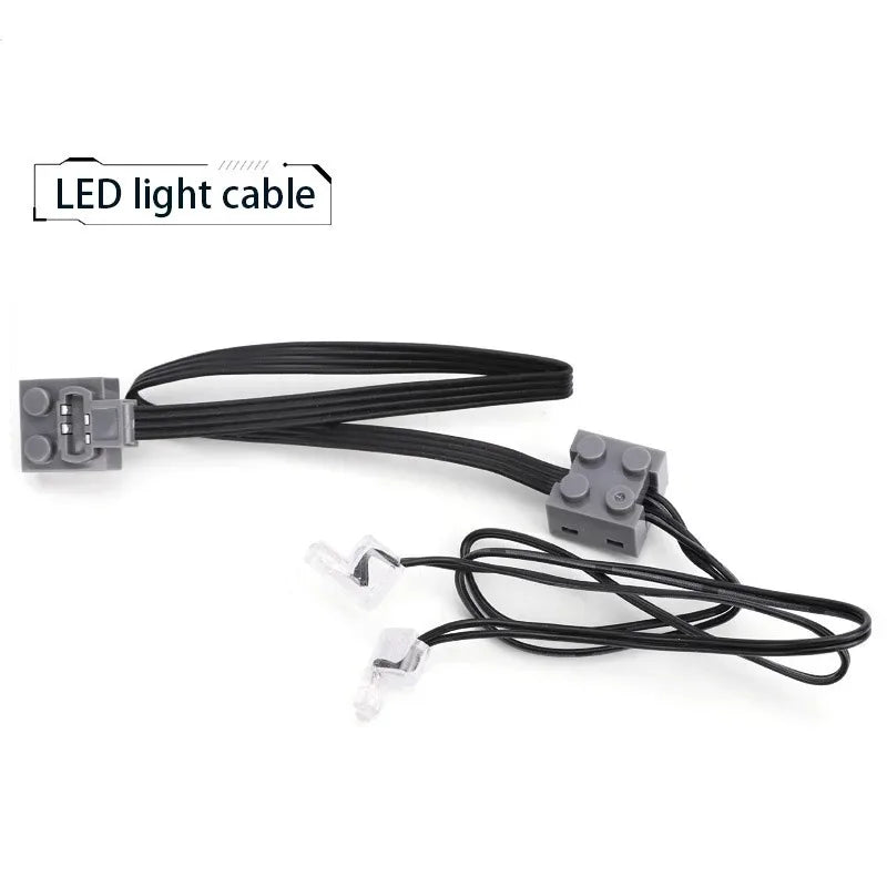 Electric Motor Set for RC Car – Battery Box, Switch, and LED Light Power Functions for MOC Building Blocks