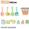 11Pcs Beach Toy Set With Collapsible Bucket, Shovel & Sand Molds — Summer Outdoor Sandbox Toys