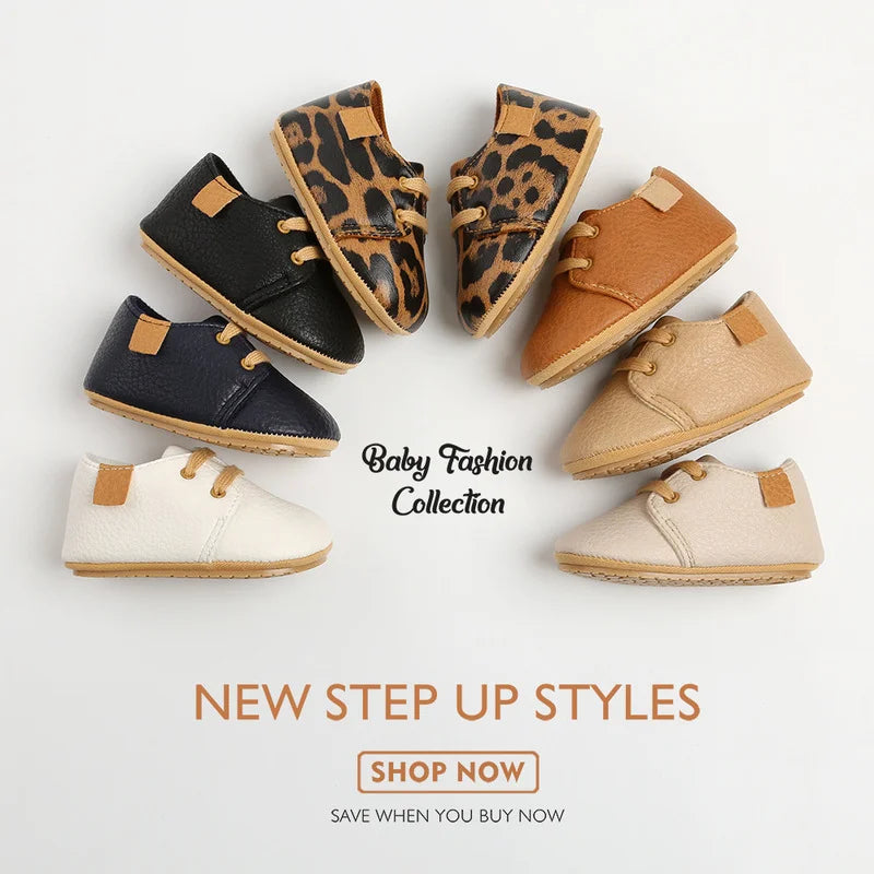Meckior Baby Shoes Retro Leather Boy Girl Multicolor Toddler Rubber Sole Anti-Slip First Walkers Infant Shoes