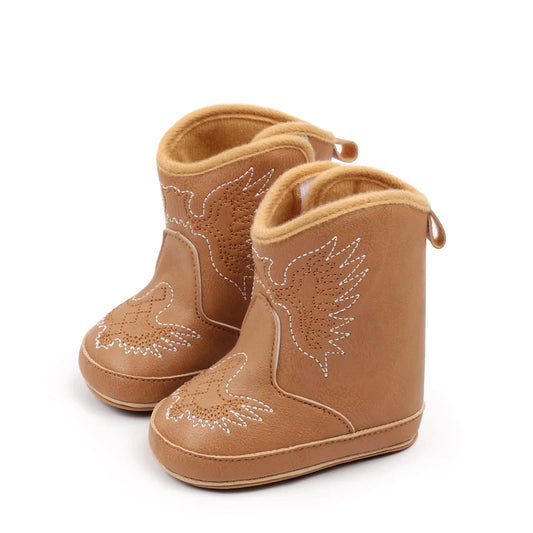 Baby Boys Girls Winter Solid Color Toddler Boots, Rubber Soft Bottom Boots, Embroidered Printed Baby Boots