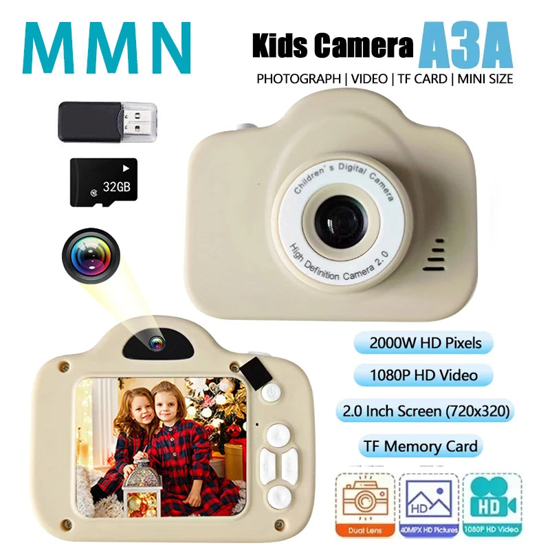 Waterproof Kids Camera with 2-Inch Color Display, 1080P HD Video, Outdoor SLR Style, Includes TF Memory Card
