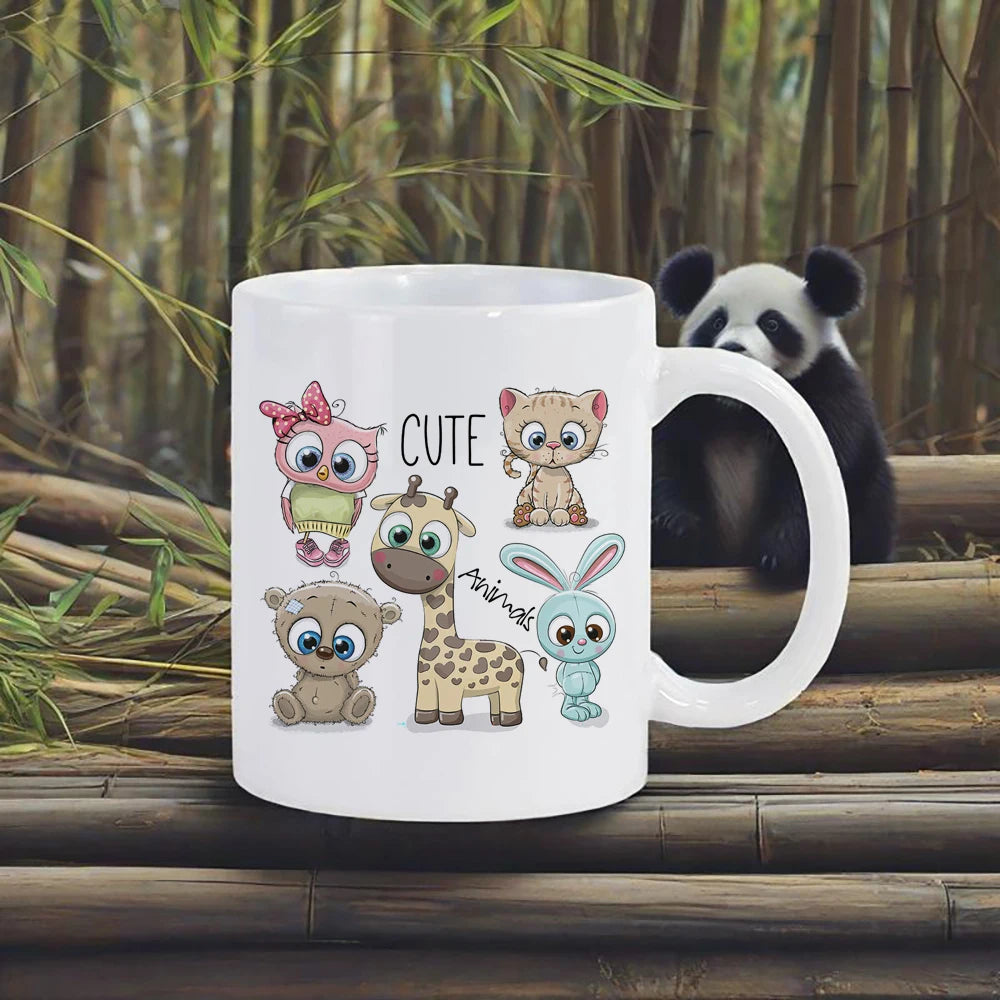 Cute Big-Eyes Animal Porcelain Coffee Mug - 320 ml (10.8 fl oz) Cartoon Kids Breakfast & Juice Cup