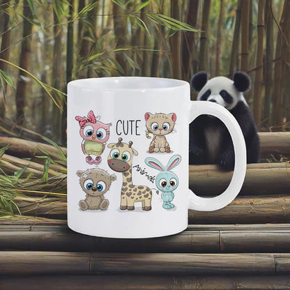 Cute Big-Eyes Animal Porcelain Coffee Mug - 320 ml (10.8 fl oz) Cartoon Kids Breakfast & Juice Cup