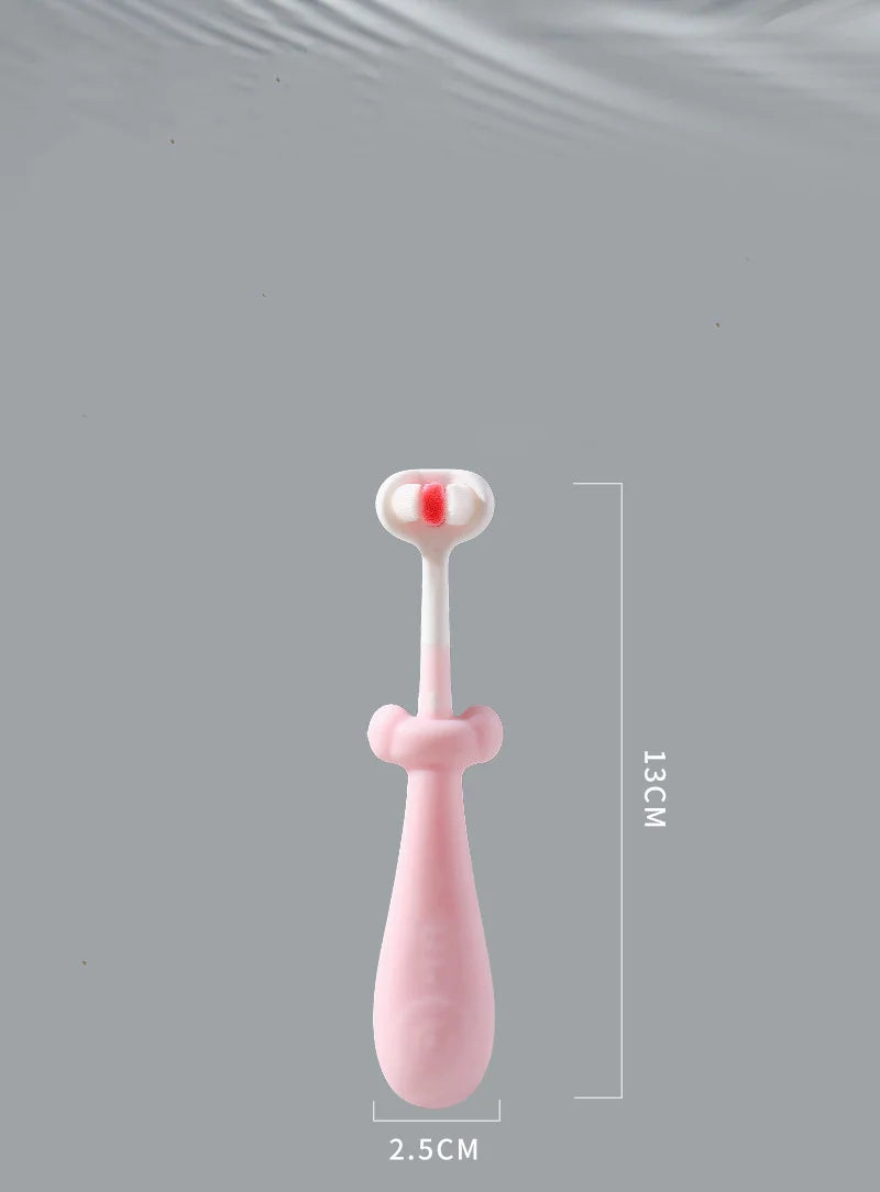 3D Stereo Three-Sided Toothbrush, Ultra Fine Soft Bristles, Kids Toothbrush with Tongue Scraper for Deep Oral Care