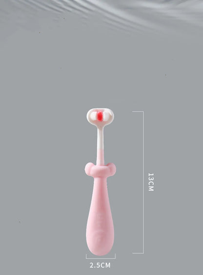 3D Stereo Three-Sided Toothbrush, Ultra Fine Soft Bristles, Kids Toothbrush with Tongue Scraper for Deep Oral Care