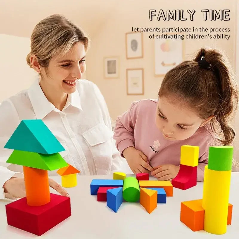 46PCS Soft EVA Building Blocks – Colorful Stackable STEM Educational Toy for Kids, Preschool Gifts for Boys and Girls
