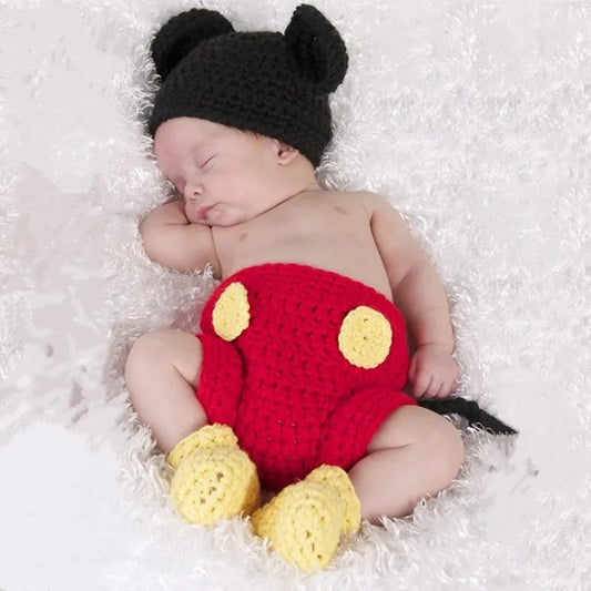 Baby Boy & Girl 3-Pack Minnie Knitted Handmade Photography Props – Newborn 0-3M Baby Clothing Costumes