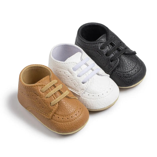 Meckior Four Seasons Baby Shoes PU Leather Newborn Boy Girl Anti-Slip Sneakers First Walkers Crib Shoes