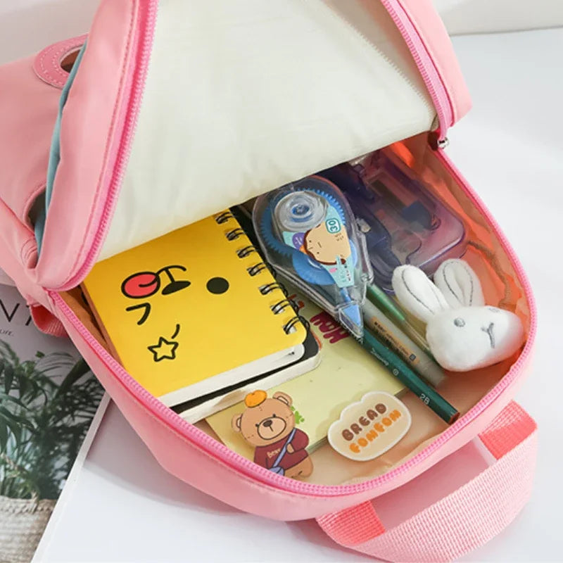 Cartoon Kindergarten Backpack – Cute Plush Rabbit Doll School Bag for New Children - Kidzy Market