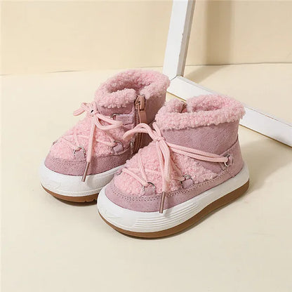 Warm Baby Boots with Plush Lining and Rubber Sole for Toddlers and Kids