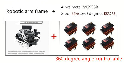 360° 6 DOF Robot Metal Alloy Mechanical Arm Claw Kit MG996R for Arduino, Robotics Educational Kit, PS2 Programmable Toy