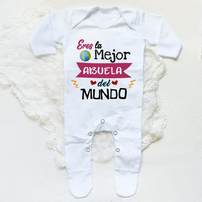 I Have The Best Grandmother in The World Letter Print Baby Sleepsuit – Long Sleeve Casual Soft Infant Romper, Round Neck Jumpsuit