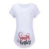 Christmas Women's Maternity T-shirt Santa Baby Printed Pregnant Women T-shirt Pregnancy Casual Short Sleeve White Clothes