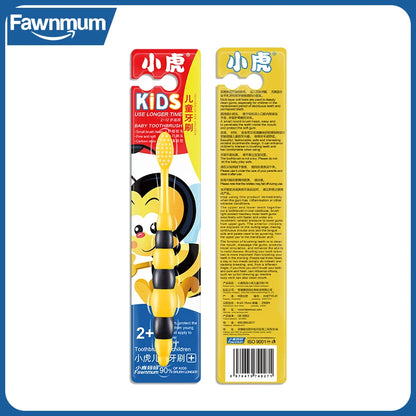 1Pc Fawnmum Cartoon Kids Toothbrush, Cute Animal Shaped Soft Silicone Handle for Children's Teeth & Gum Care