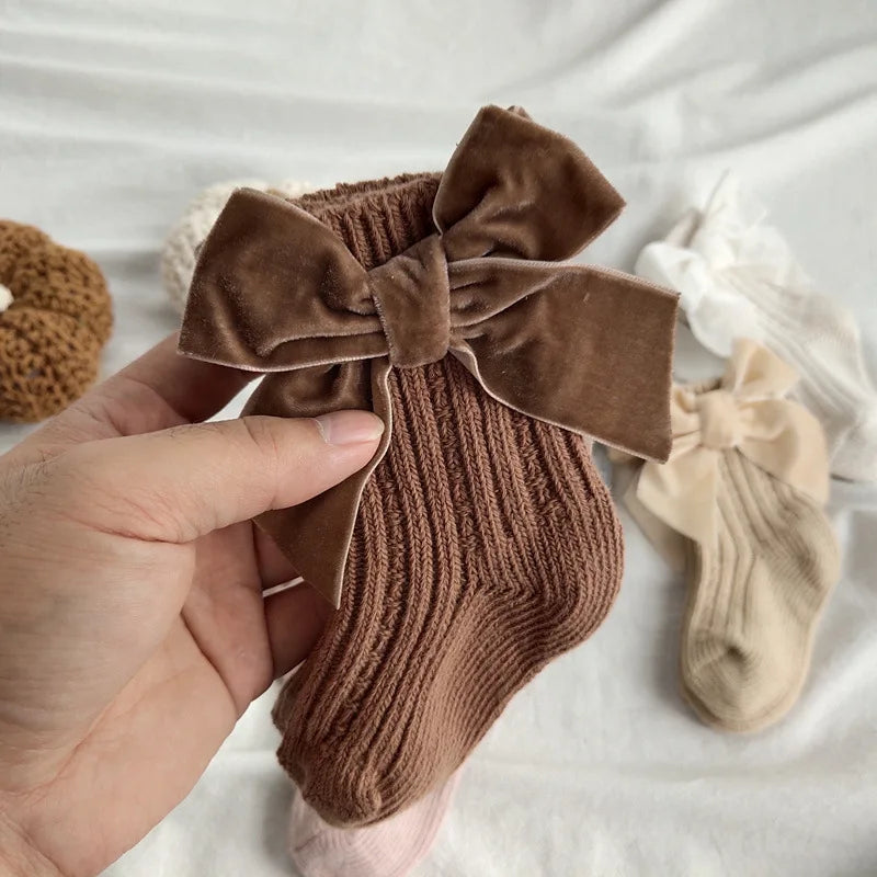 Winter Baby Socks Boy Girl Newborn Autumn Big Bow Cotton Mid-Tube Warm Socks Toddler Infant Accessories