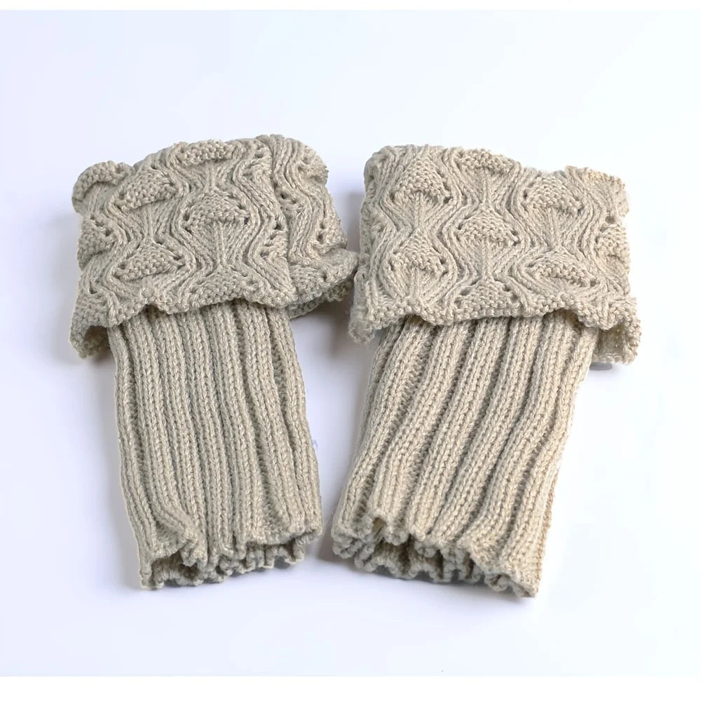 Elegant Women's Winter Boot Cuffs - Soft Knitted Acrylic Leg Warmers | Cozy Stretchable Ankle Socks | 1 Pair