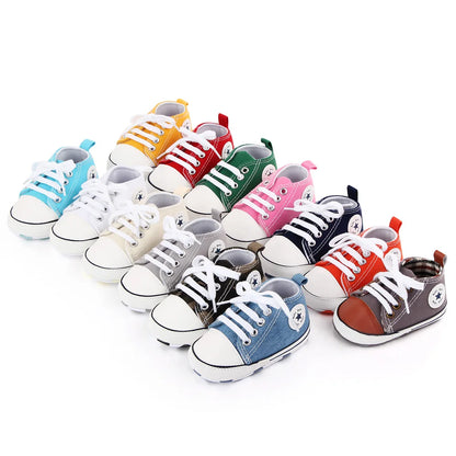 New Baby Shoes Boys Girls Classic Canvas Casual Sneakers Newborn First Walker Toddler Soft Sole Non-Slip Walking Shoes