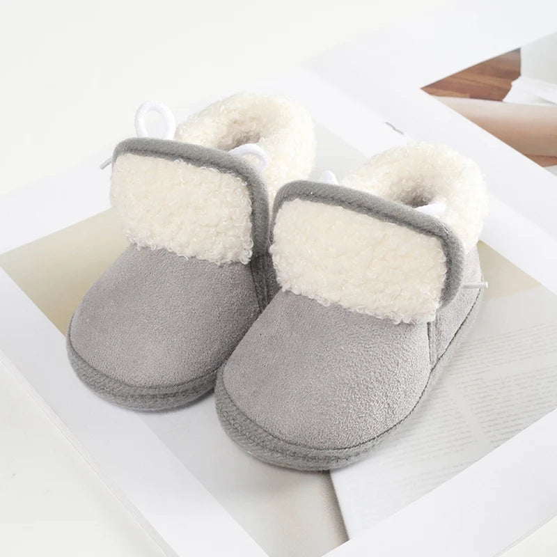 Jlong Winter Newborn Soft Sole First Walker Baby Shoes – Fur Warm Snow Boots for Girls (0-18 Months)