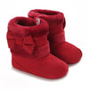 Cute Bowknot Comfortable Boots for Baby Girls, Soft Warm Plus Fleece Boots for Indoor Walking, Autumn and Winter