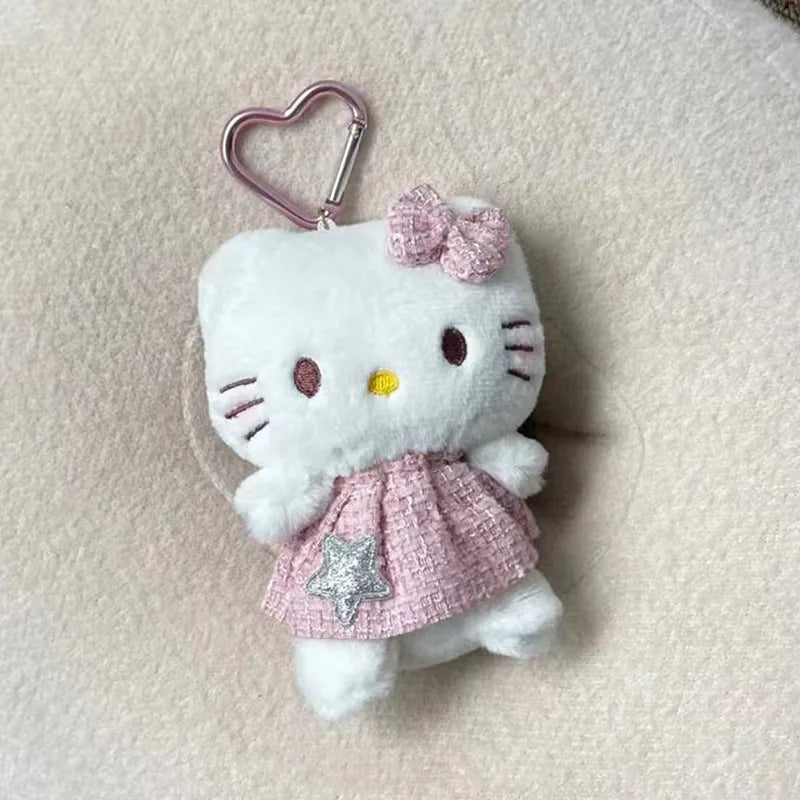 Kawaii Sanrio Hello Kitty Plush Keychain, Love Buckle Plush Doll Bag Pendant Ornament