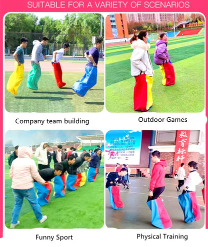 Kids Sack Race Jumping Bag – Cloth Hop Sack for Outdoor Games, Field Day & Birthday Parties (50 x 45 cm / 19.7 x 17.7 in; 70 x 50 cm / 27.6 x 19.7 in)