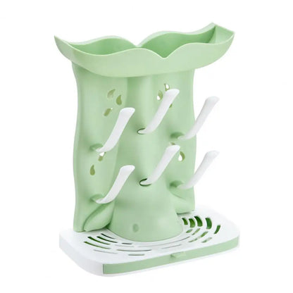 Space-Saving Baby Bottle Drying Rack – Vertical Organizer for 6 Bottles & Pump Parts, Countertop Storage