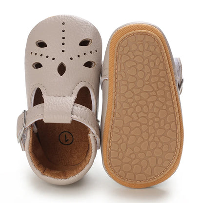 Khaki Baby Casual Shoes 0-18M Infant Toddler Bowknot Non-Slip Rubber Soft-Sole Flat PU First Walker Newborn Mary Janes