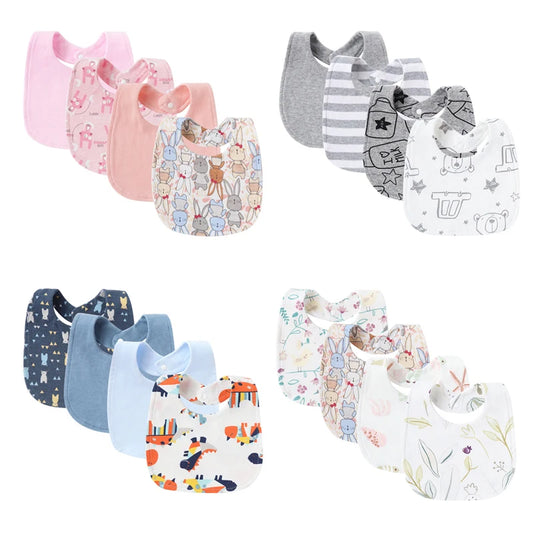 4Pcs Soft Cotton Baby Bibs – Newborn Burp Cloths & Saliva Towels for Boys & Girls - Kidzy Market