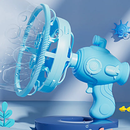 Kids Handheld Bubble Machine – Double-Layer Bubble Fan Bubble Gun with 230 ml Bubble Solution, Outdoor Party Toy Gift