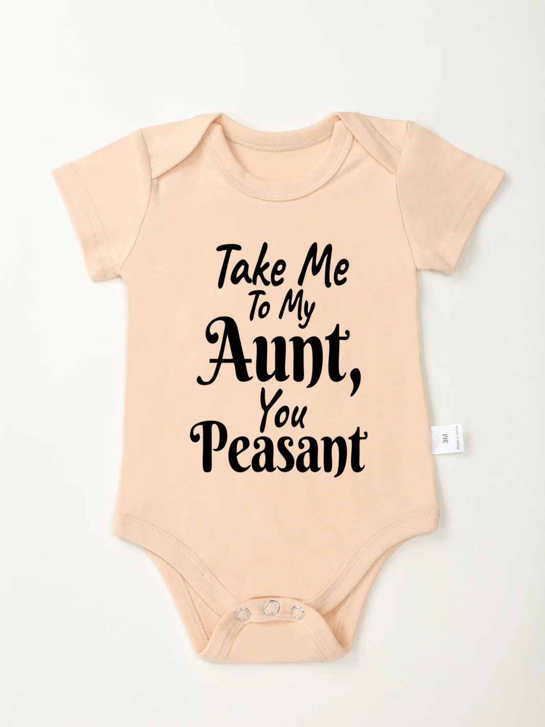 Newborn “Take Me To My Aunt You Peasant” Printing Bodysuit – Cute Infant Jumpsuit with Short Sleeves – Fashion Toddler Rompers for Baby Boy & Girl