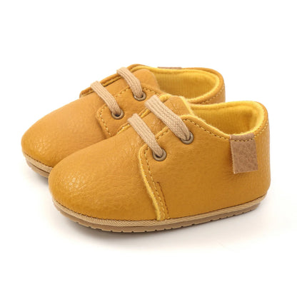 Meckior Baby Shoes Retro Leather Boy Girl Multicolor Toddler Rubber Sole Anti-Slip First Walkers Infant Shoes