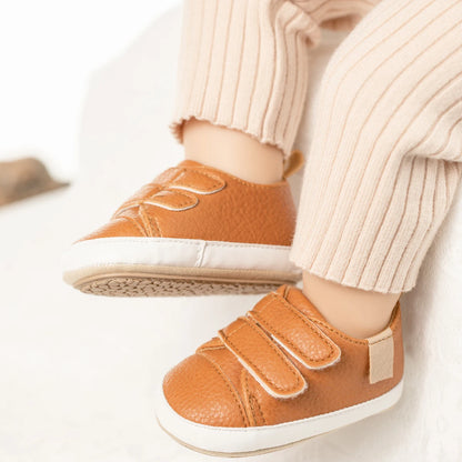 Meckior Baby Shoes Retro Leather Boy Girl Multicolor Toddler Rubber Sole Anti-Slip First Walkers Infant Shoes