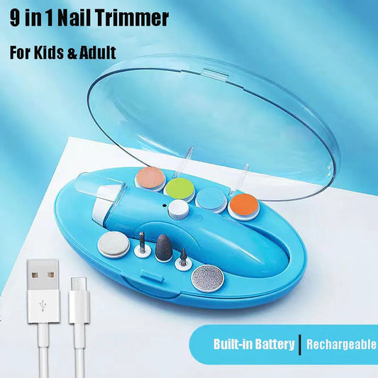 Upgrade Baby Nail Trimmer 9-in-1 – Safe Electric Nail File Kit for Infants, Rechargeable Toes & Fingernail Clipper, Baby Care Utensils