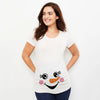 Christmas Pregnant Women T-shirt Snowman Cartoon Printed Pregnancy Announcement Clothes Maternity White Short Sleeve Top