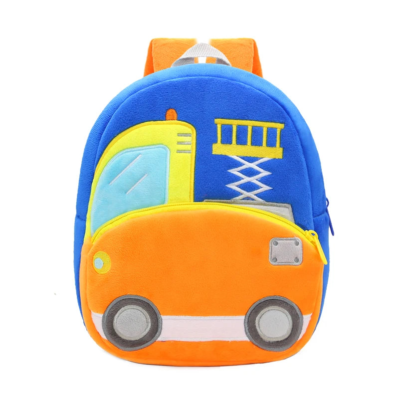 Cartoon Excavator Engineering Backpack for Kids – Plush 2-4 Years Old Small School Bag & Toy Backpack - Kidzy Market