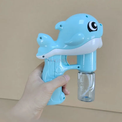 Automatic Dolphin Bubble Gun for Kids - Handheld Battery-Operated Bubble Blower Toy with 2 x 50ml (1.7 fl oz) Bubble Solution